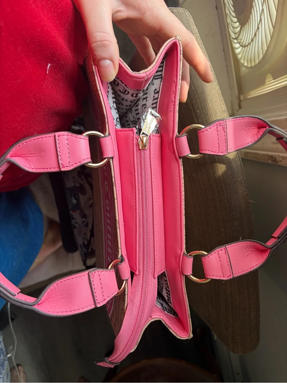 Juicy Couture Pink and Tan Logo Satchel